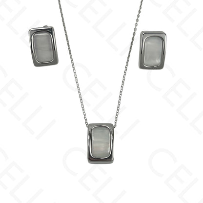 Colar/Brinco de aço - rectangular