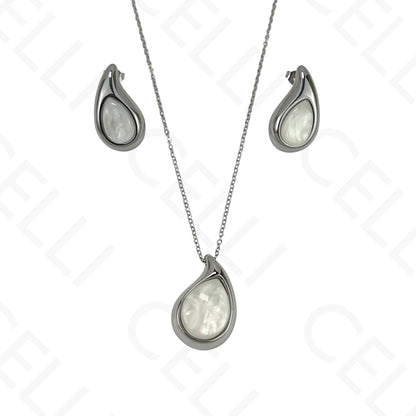 Colar/Brinco de aço - gota