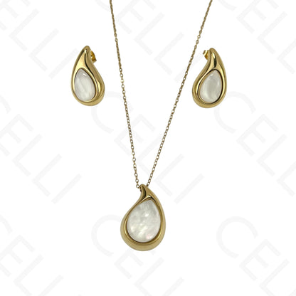 Colar/Brinco de aço - gota