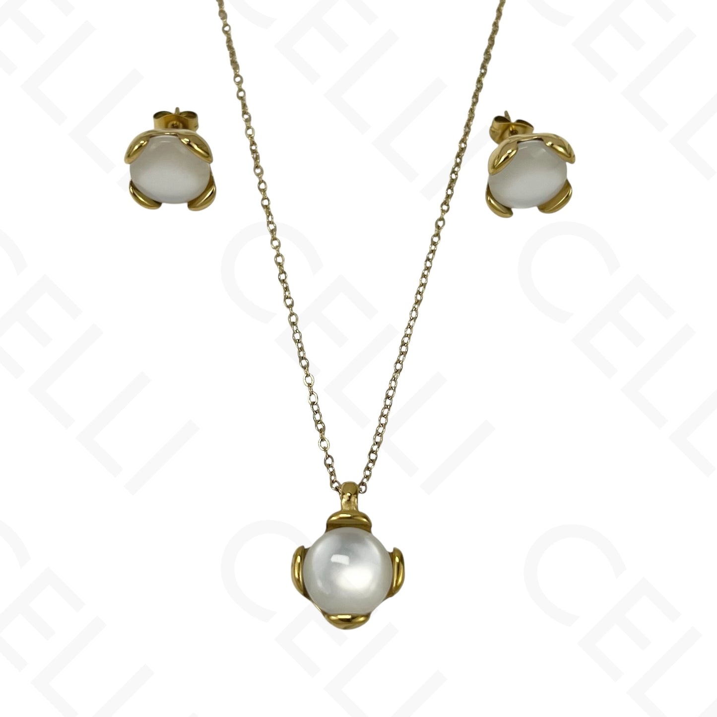 Colar/Brinco de aço - redondo