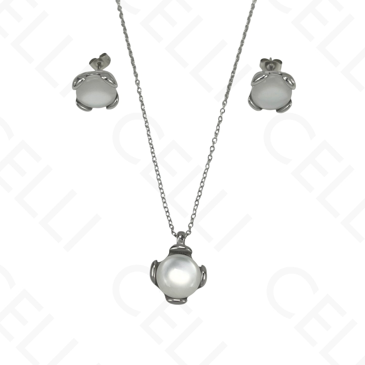 Colar/Brinco de aço - redondo