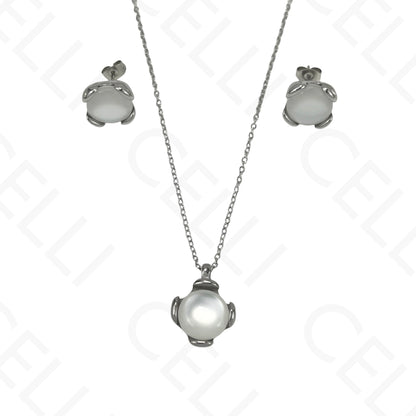 Colar/Brinco de aço - redondo