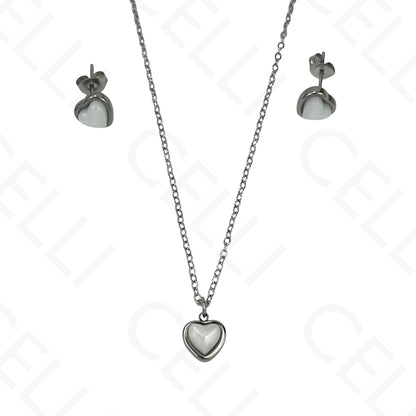 Colar/Brinco de aço - coração