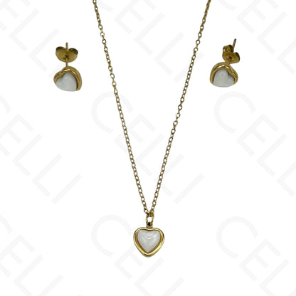 Colar/Brinco de aço - coração