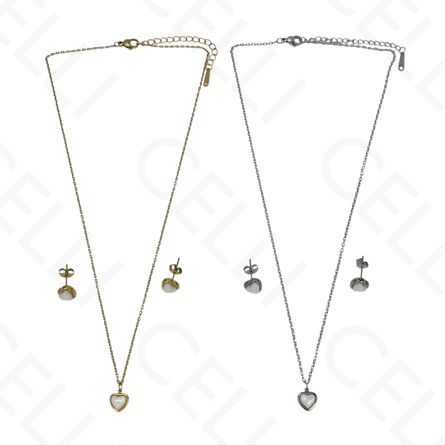 Colar/Brinco de aço - coração