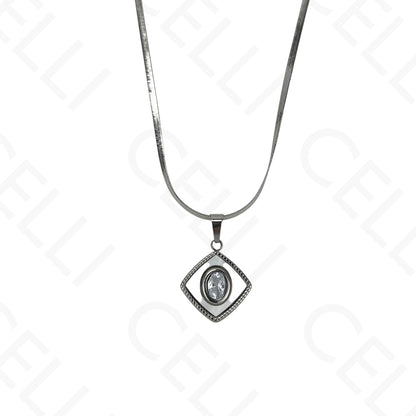 钢制耳环 - 带钻的方形母贝