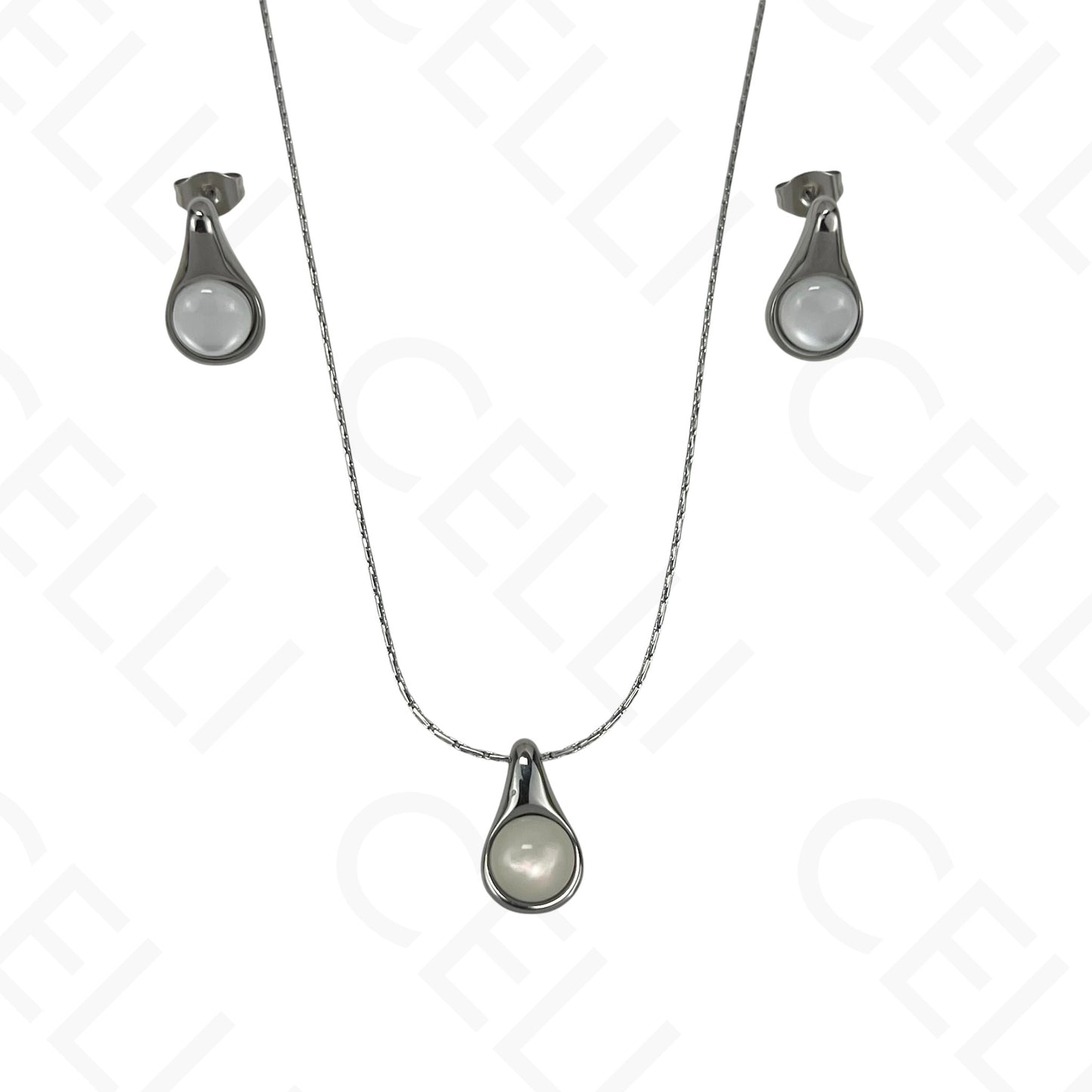 Colar/Brinco de aço - gota