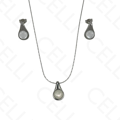 Colar/Brinco de aço - gota