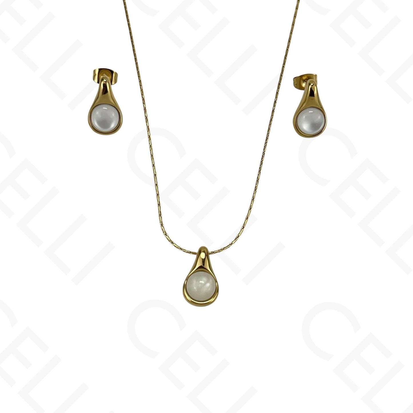 Colar/Brinco de aço - gota