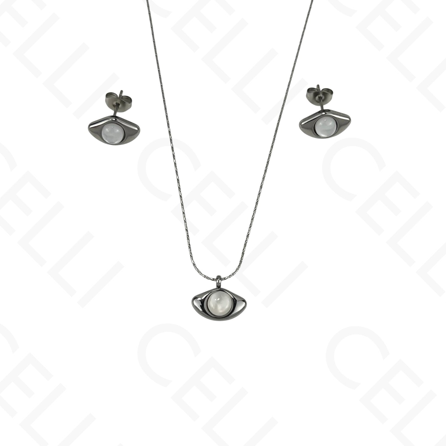 Colar/Brinco de aço - olho