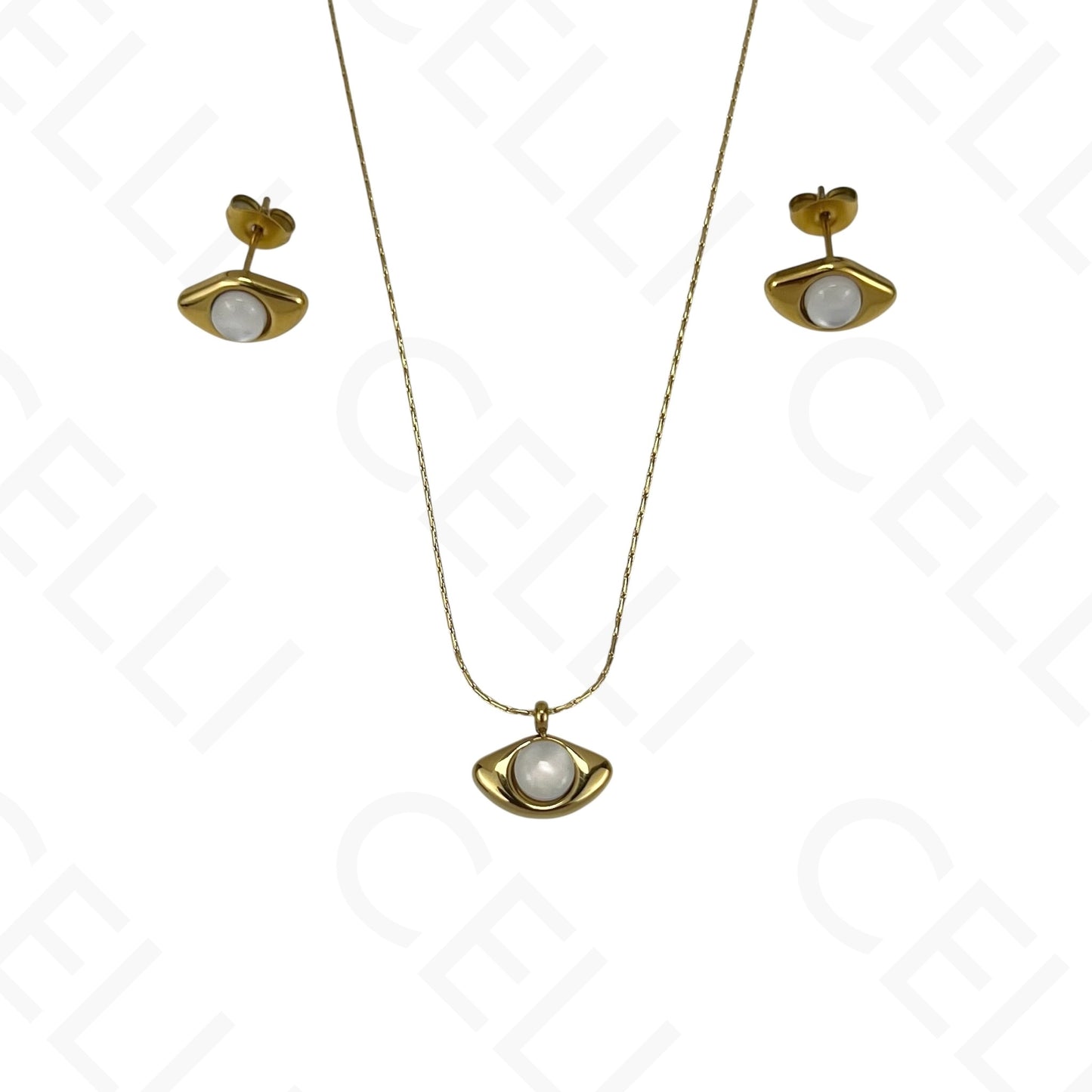 Colar/Brinco de aço - olho