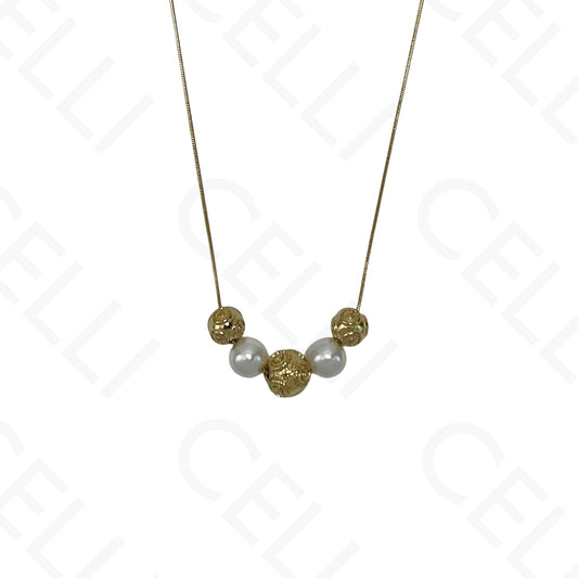 Steel necklace - Viana ball and pearls