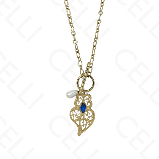 Steel necklace - Viana heart with OT clasp