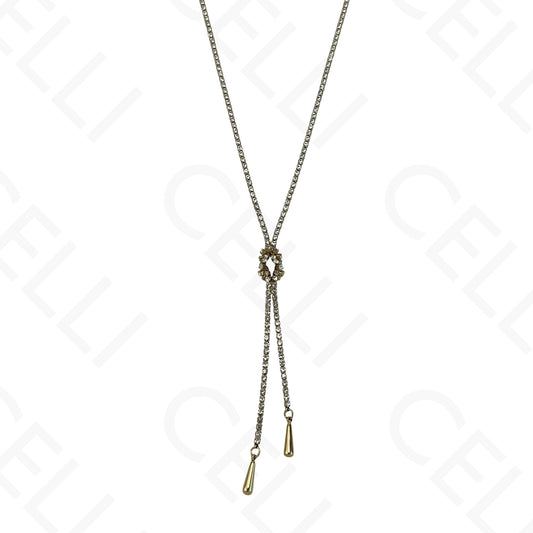 Steel necklace - brilliants in Y-shape