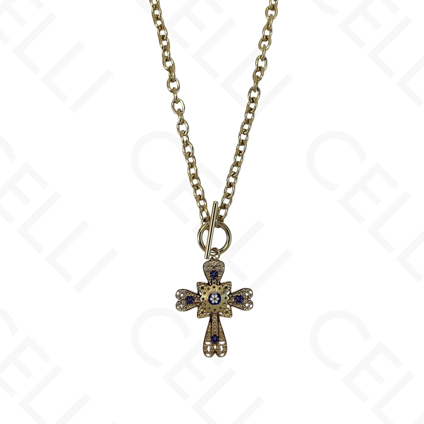 Collar de acero - cruz y cierre OT