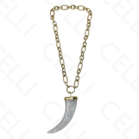 Steel necklace - resin horn
