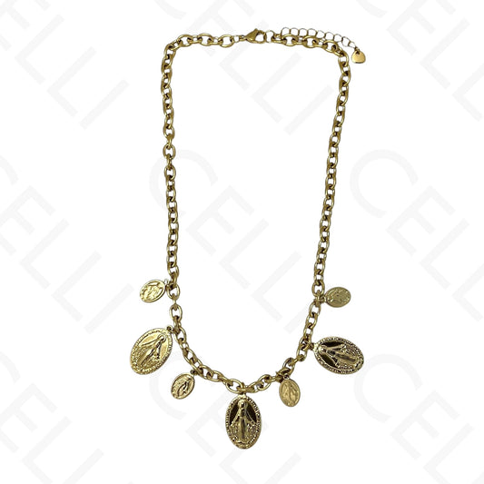 Colar de aço - 7 medalhas de santas