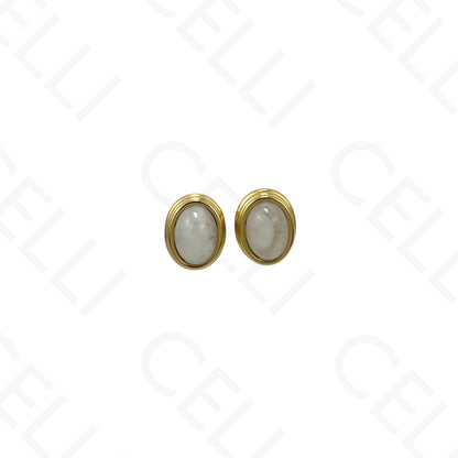 Brinco de aço - oval com resina