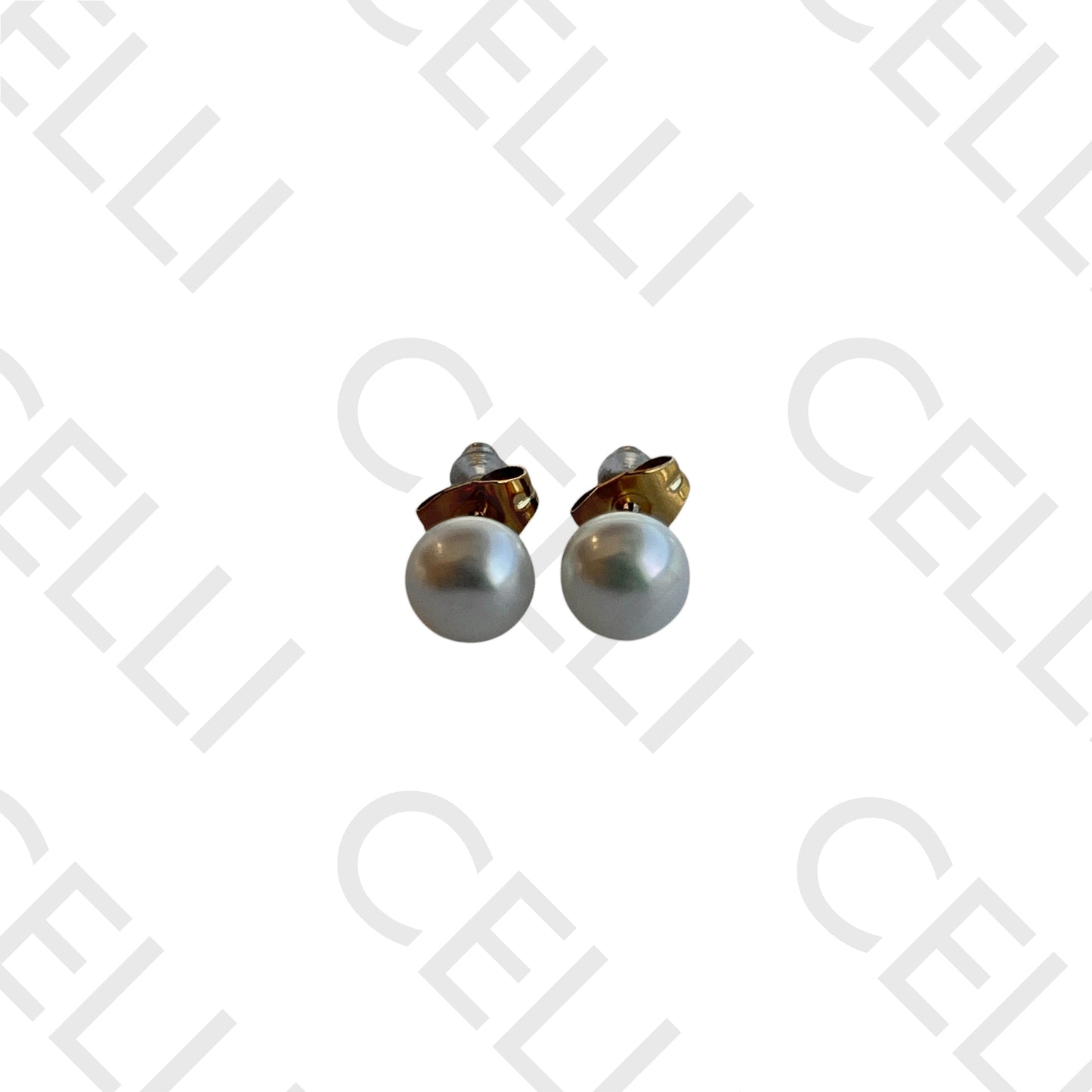 钢制耳环 - 天然珍珠