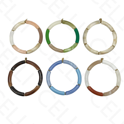 Bracelete de Aço - resina, elástico