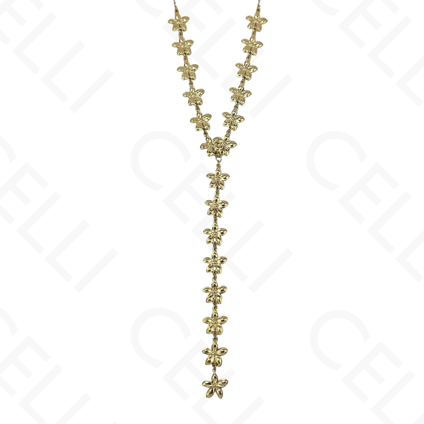 Steel Necklace - Y-Shaped Flowers