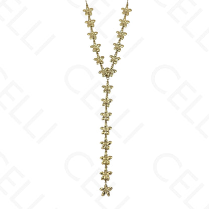 Steel Necklace - Y-Shaped Flowers