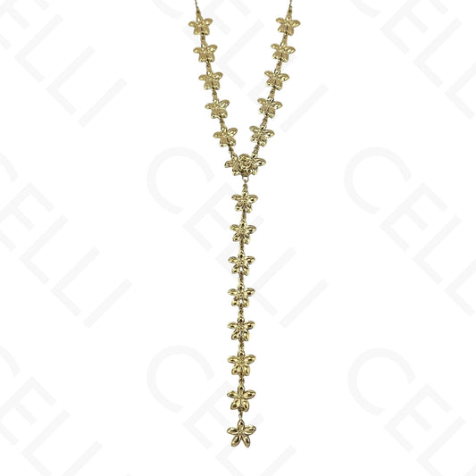 Steel Necklace - Y-Shaped Flowers