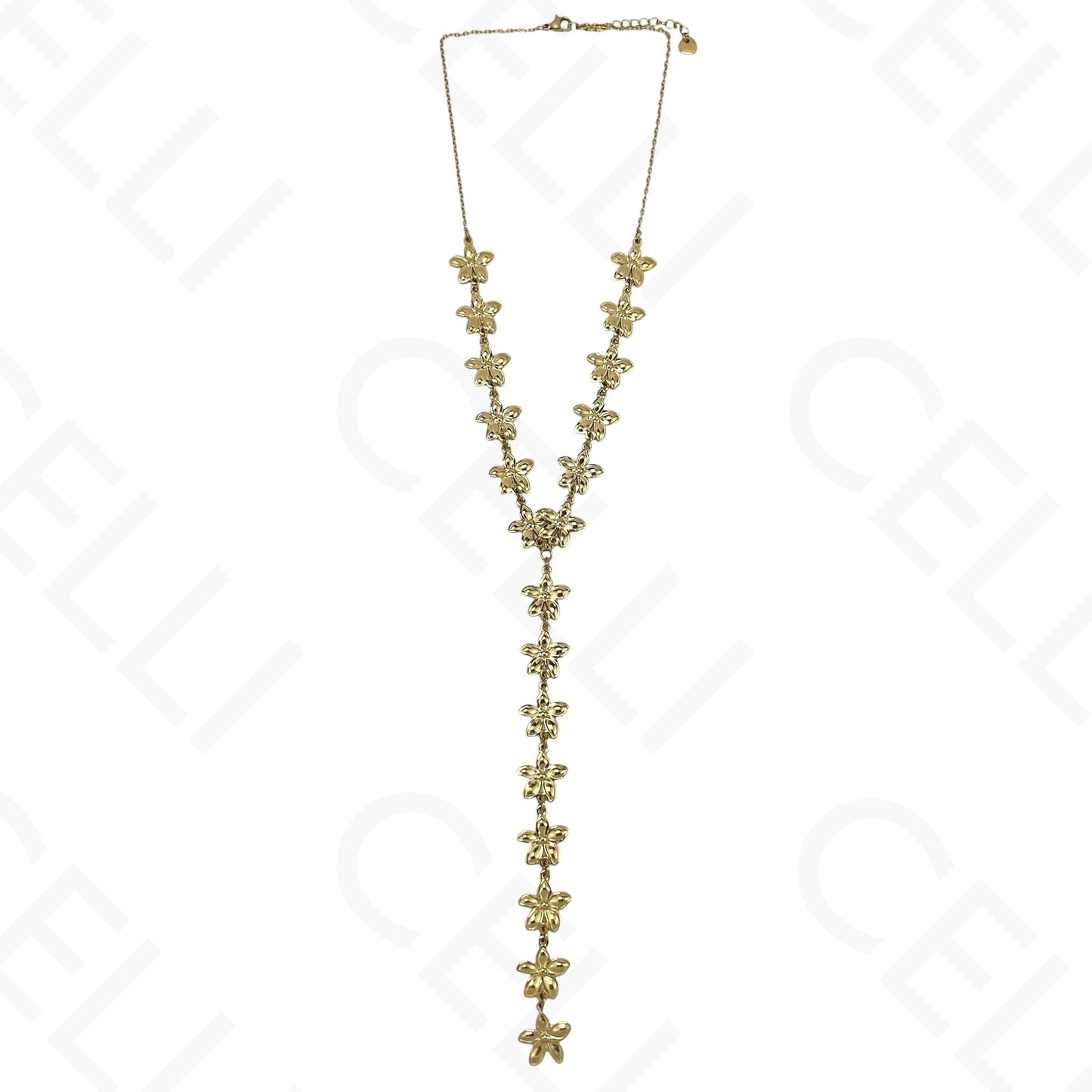 Steel Necklace - Y-Shaped Flowers