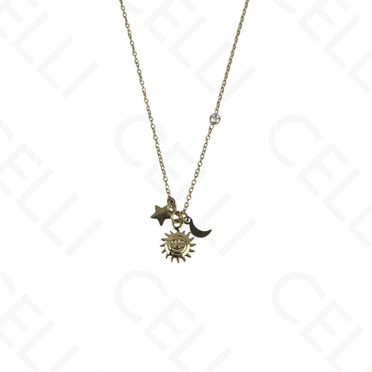 Steel Necklace - Sun, Moon, and Star