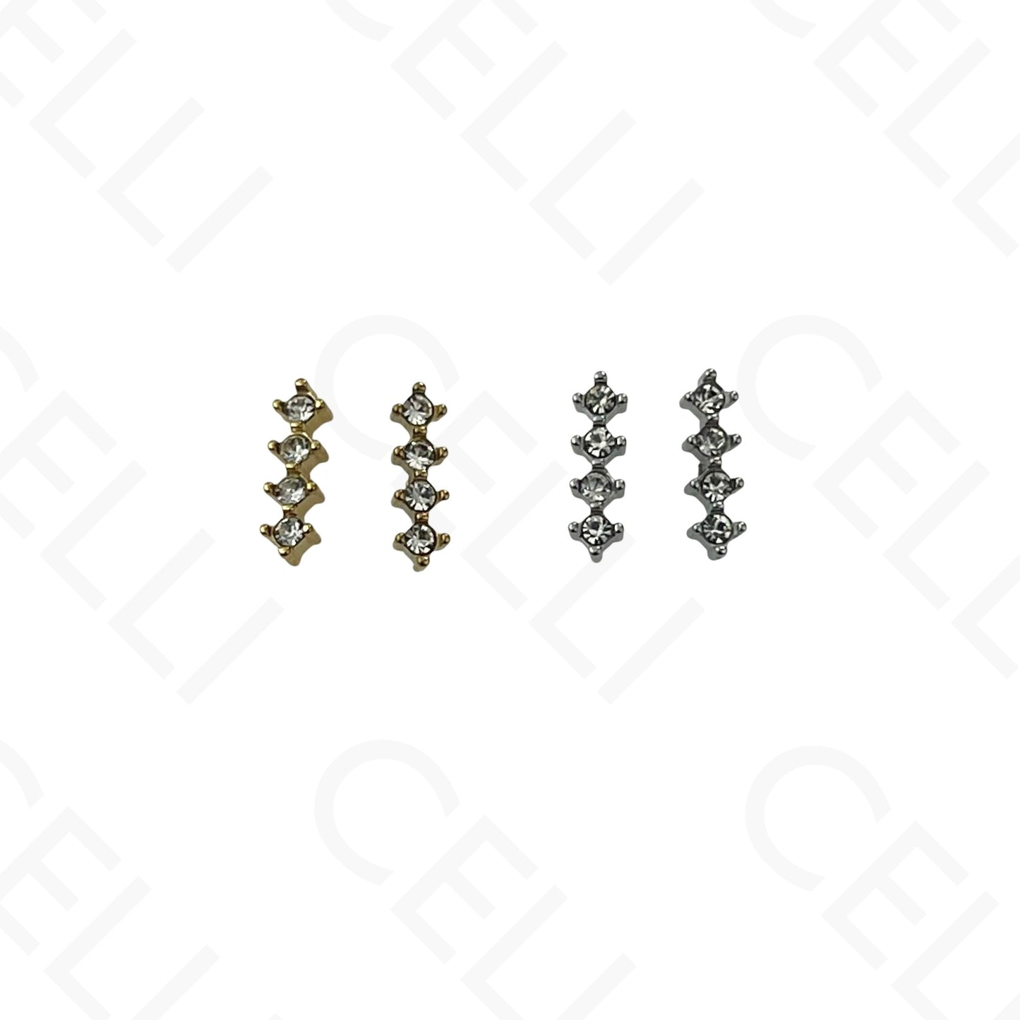 Brinco de aço - 4 brilhantes em linha