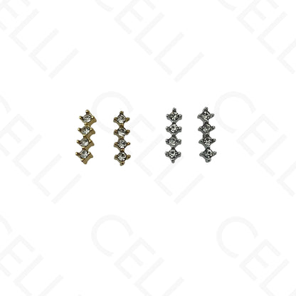 Brinco de aço - 4 brilhantes em linha