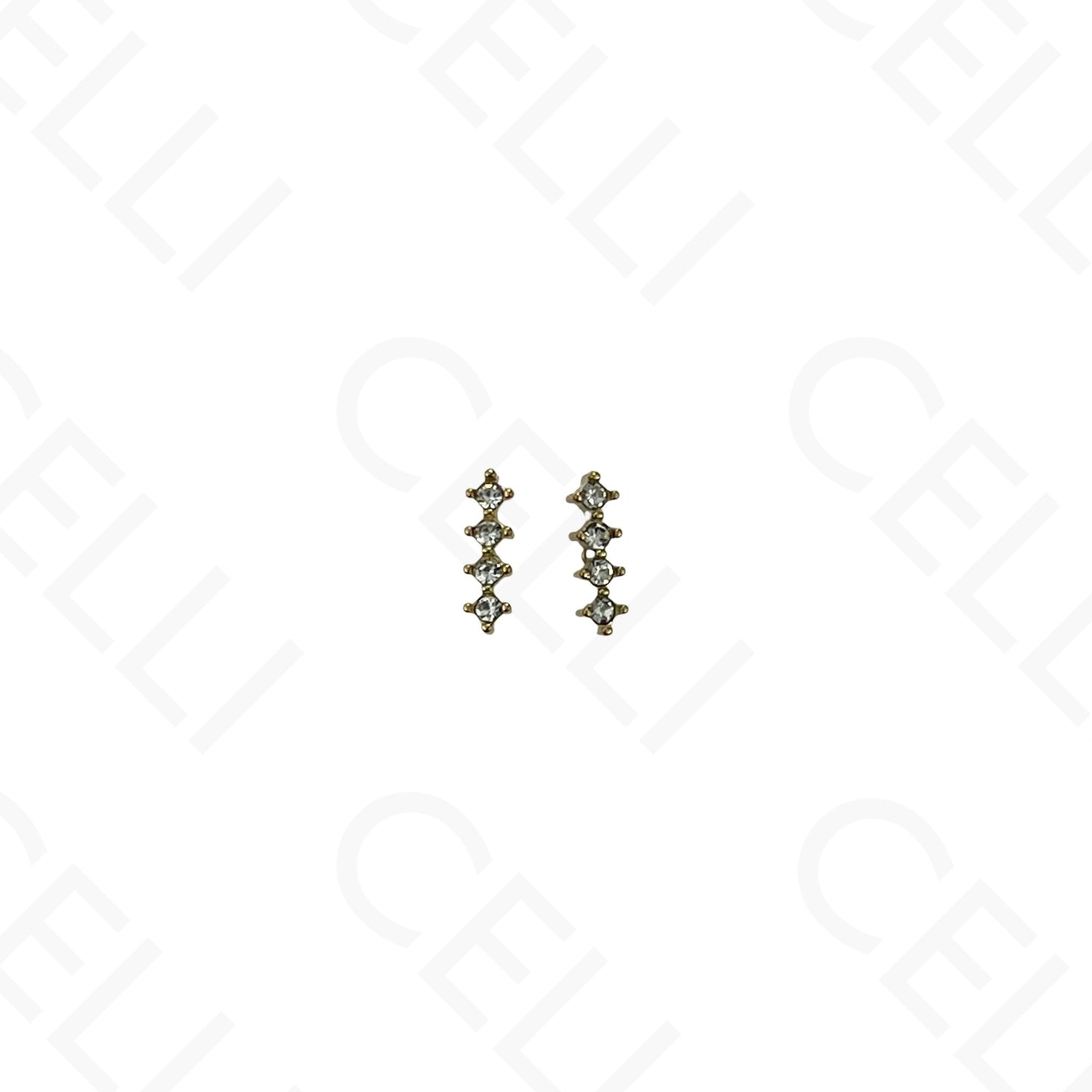 Brinco de aço - 4 brilhantes em linha