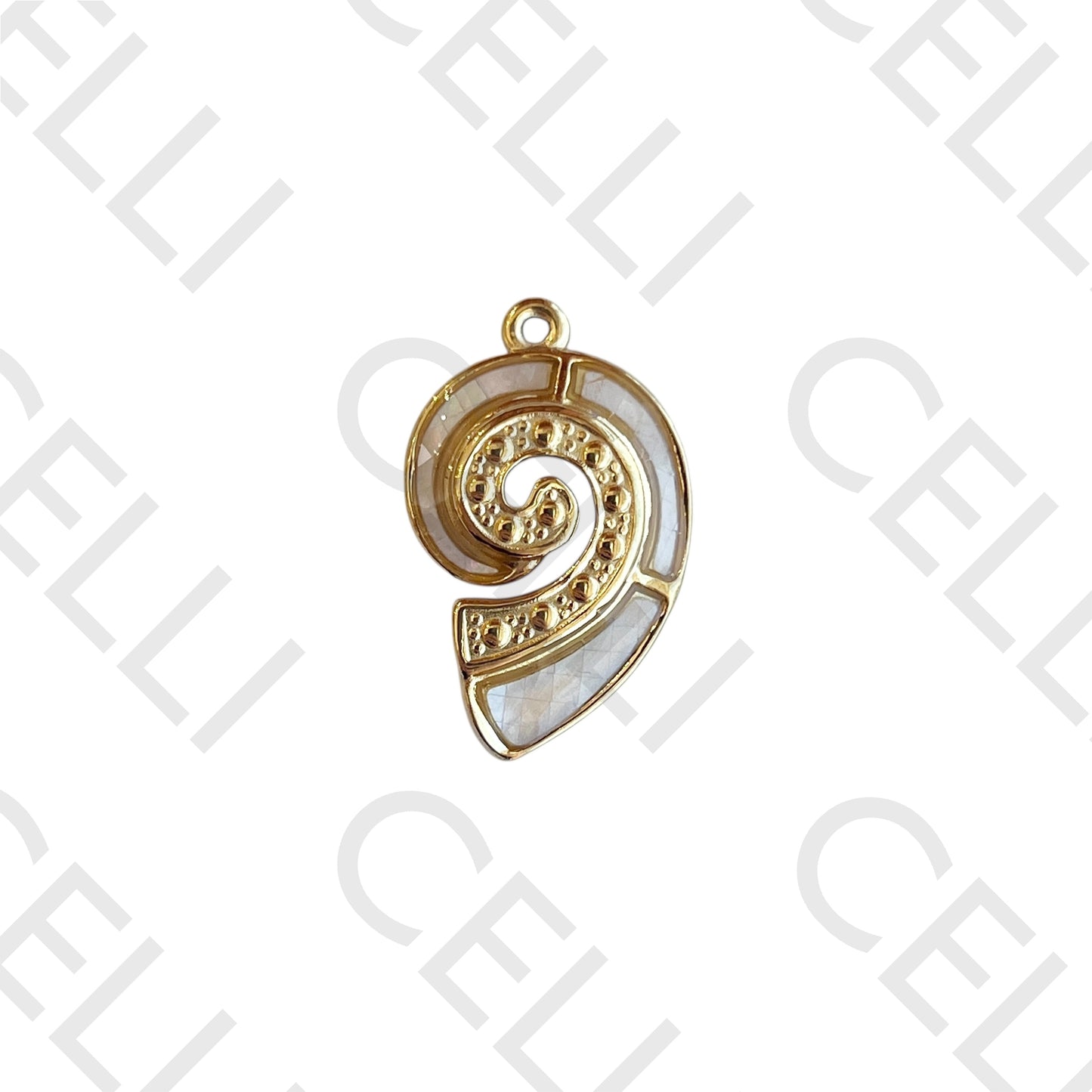 钢制奖章 - 带天然母贝的螺壳 (1个)