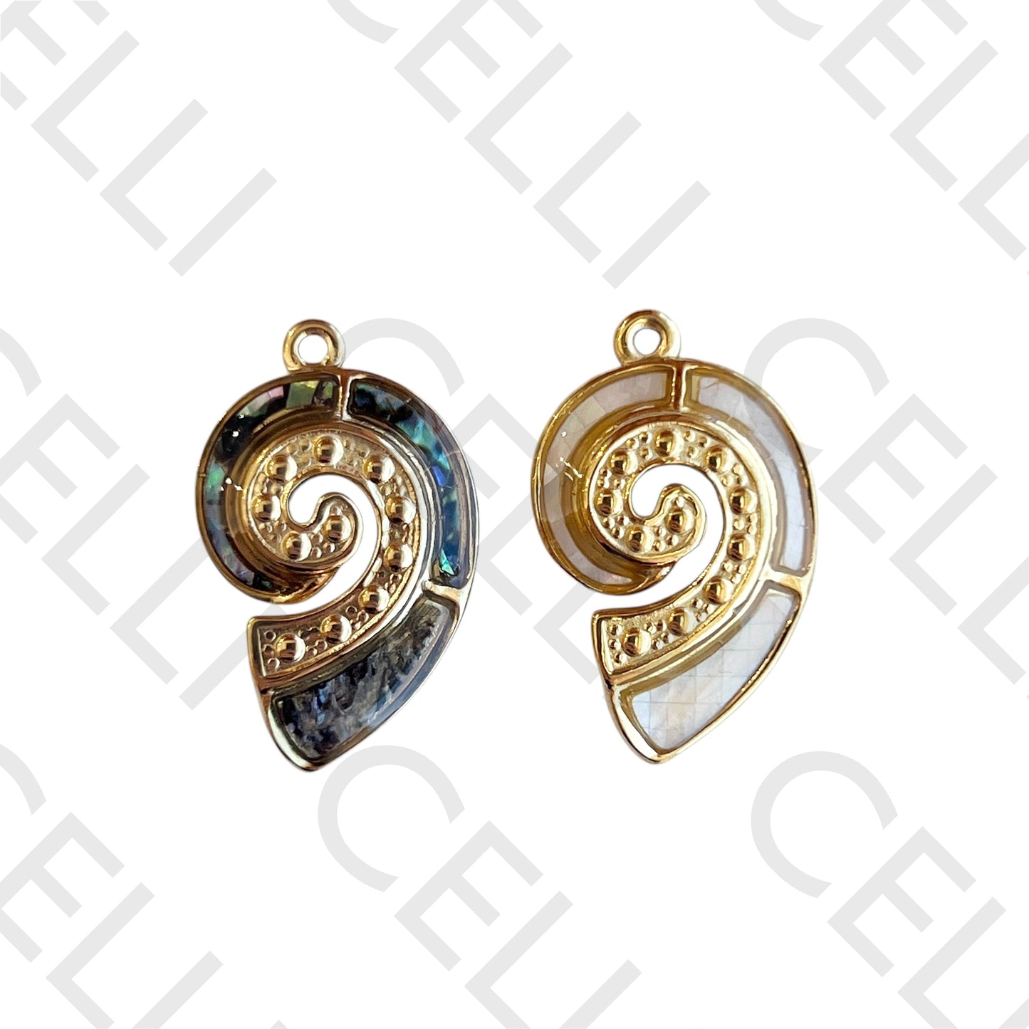 钢制奖章 - 带天然母贝的螺壳 (1个)