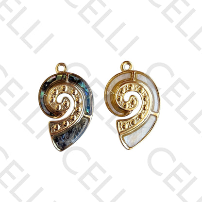 钢制奖章 - 带天然母贝的螺壳 (1个)