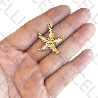 Steel Medal - starfish with natural mother-of-pearl (1 unit)