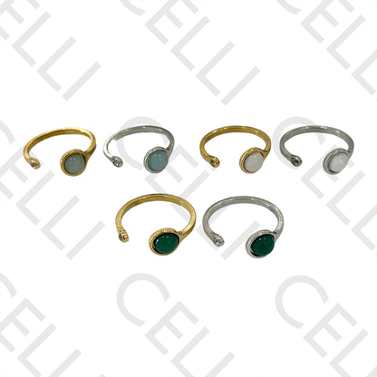 Steel Ring - stone and brilliant