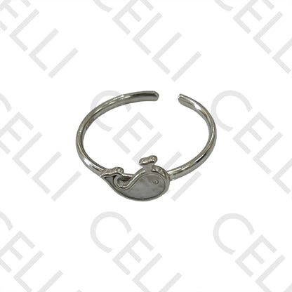 Steel Ring - Whale with Mother-of-Pearl