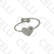 Cargar imagen en el visor de la galería, Anillo de acero - corazón con diamante
