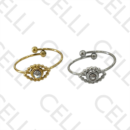 Steel Ring - eye with brilliant