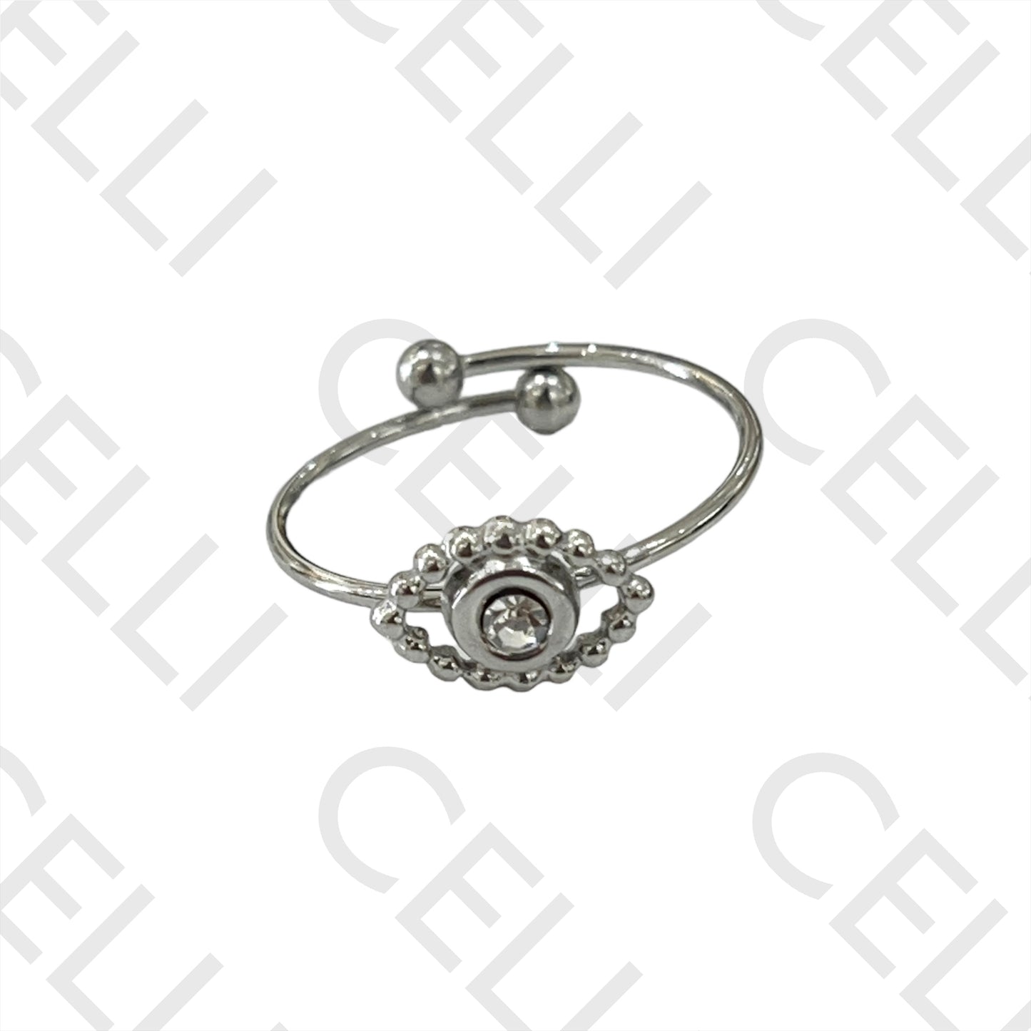 Anillo de acero - ojo con diamante