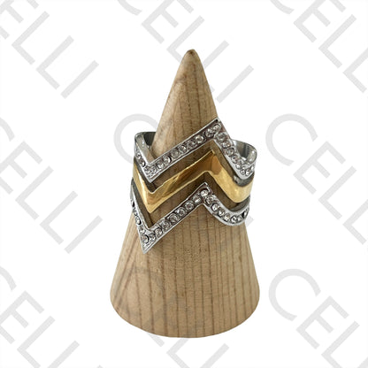 Steel Ring (dual color) - zig zag