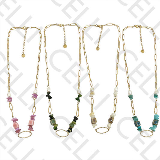 Colar de Aço - pedras naturais