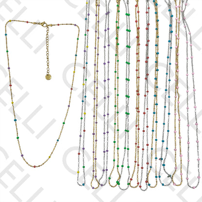 Colar de Aço Simples - bolinhas esmaltadas