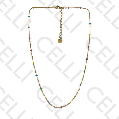 Colar de Aço Simples - bolinhas esmaltadas