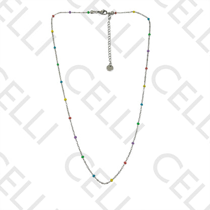 Colar de Aço Simples - bolinhas esmaltadas