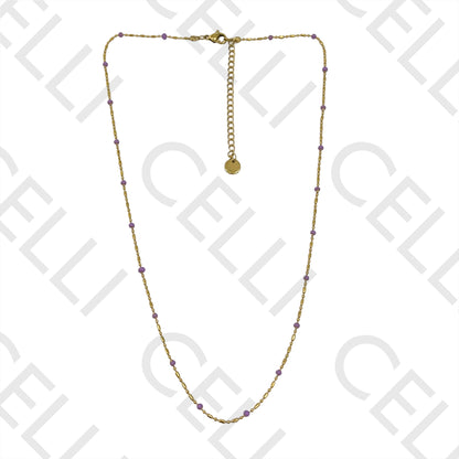 Colar de Aço Simples - bolinhas esmaltadas