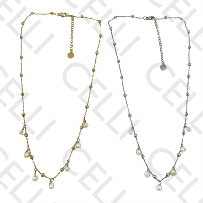 Colar de Aço - pérolas de água doce