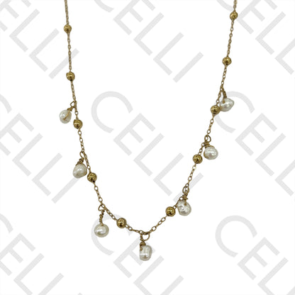 Colar de Aço - pérolas de água doce