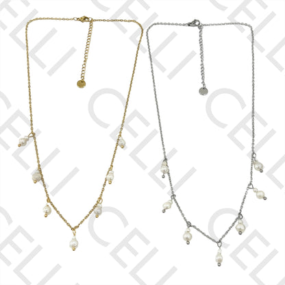 Colar de Aço - pérolas de água doce